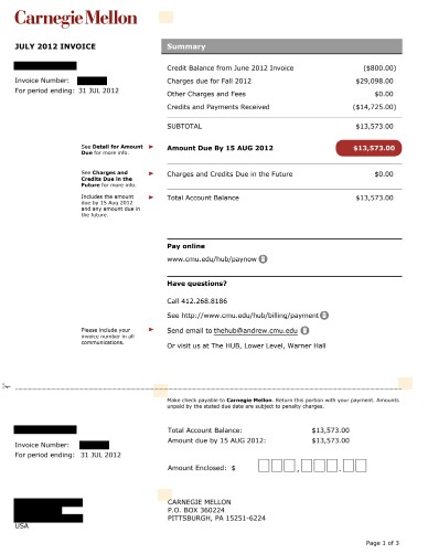 University Invoice